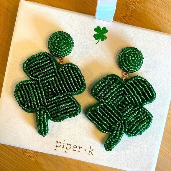 Piper K Jewelry - Brand New Piper K Beaded Green Shamrocks St. Patrick’s Day Drop Earrings Irish